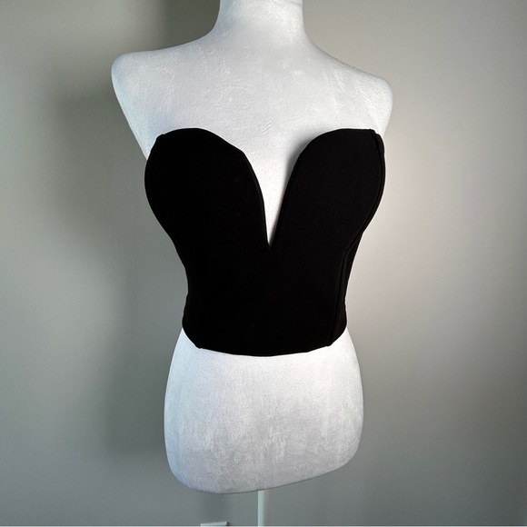 Dynamite women’s size small Bustier Crop Top Jet Black Layering Girls Night Out - Picture 1 of 6